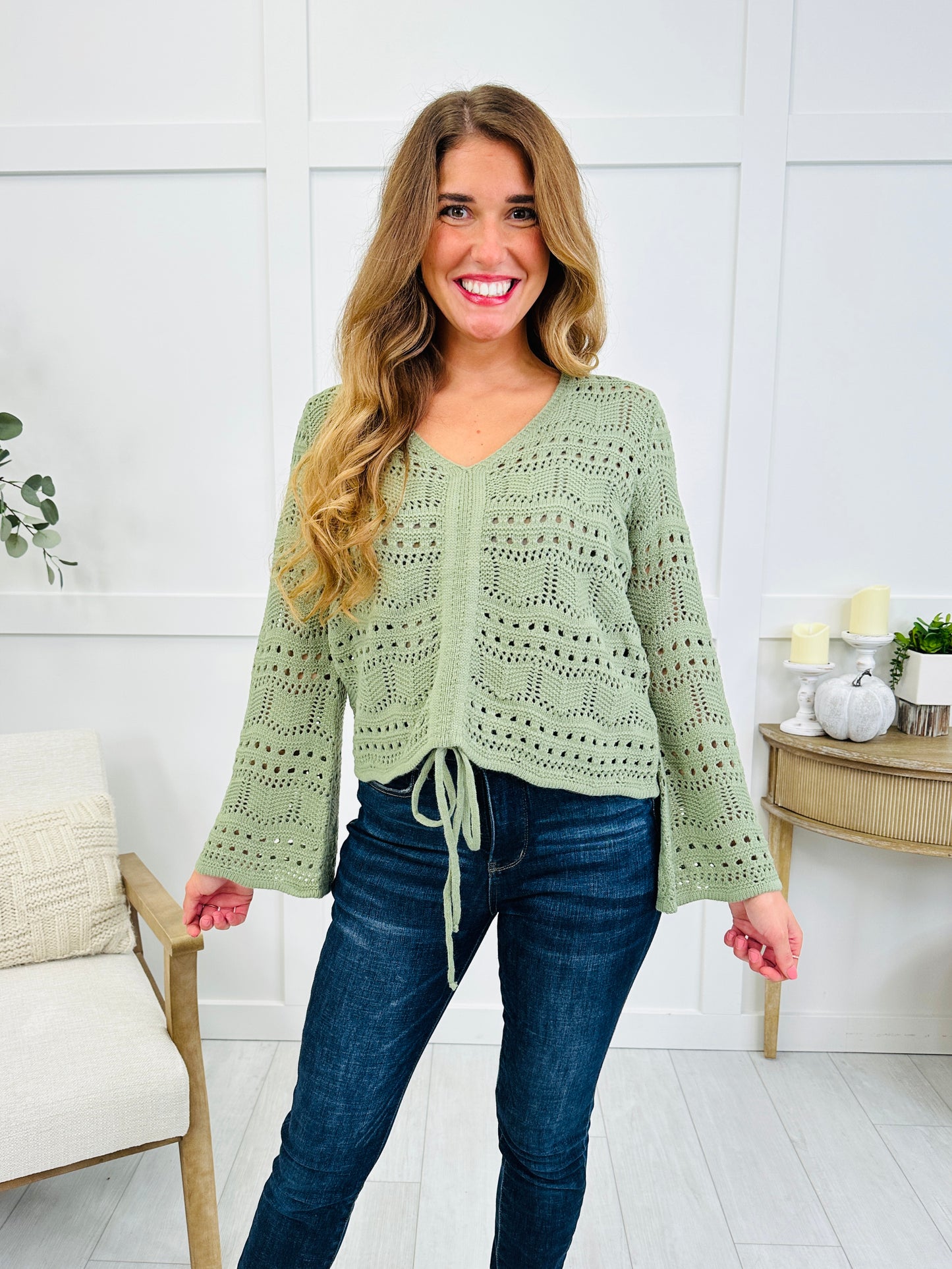 Sweetest Surrender Top In Sage Green
