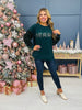 REG/CURVY Merry And Bright Bling Sweatshirt In Hunter Green