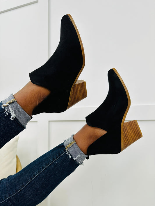 Be My Keeper Booties In Black Suede