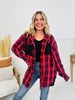 Falling For Flannel Hooded Shacket in Red