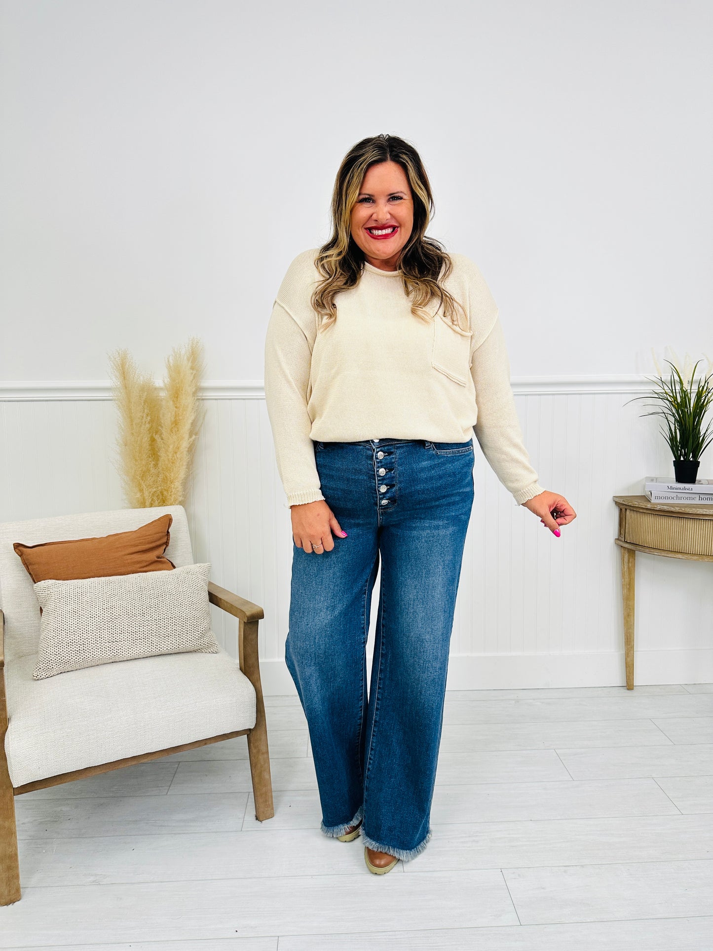 Judy Blue Touch of The Button Column Jeans
