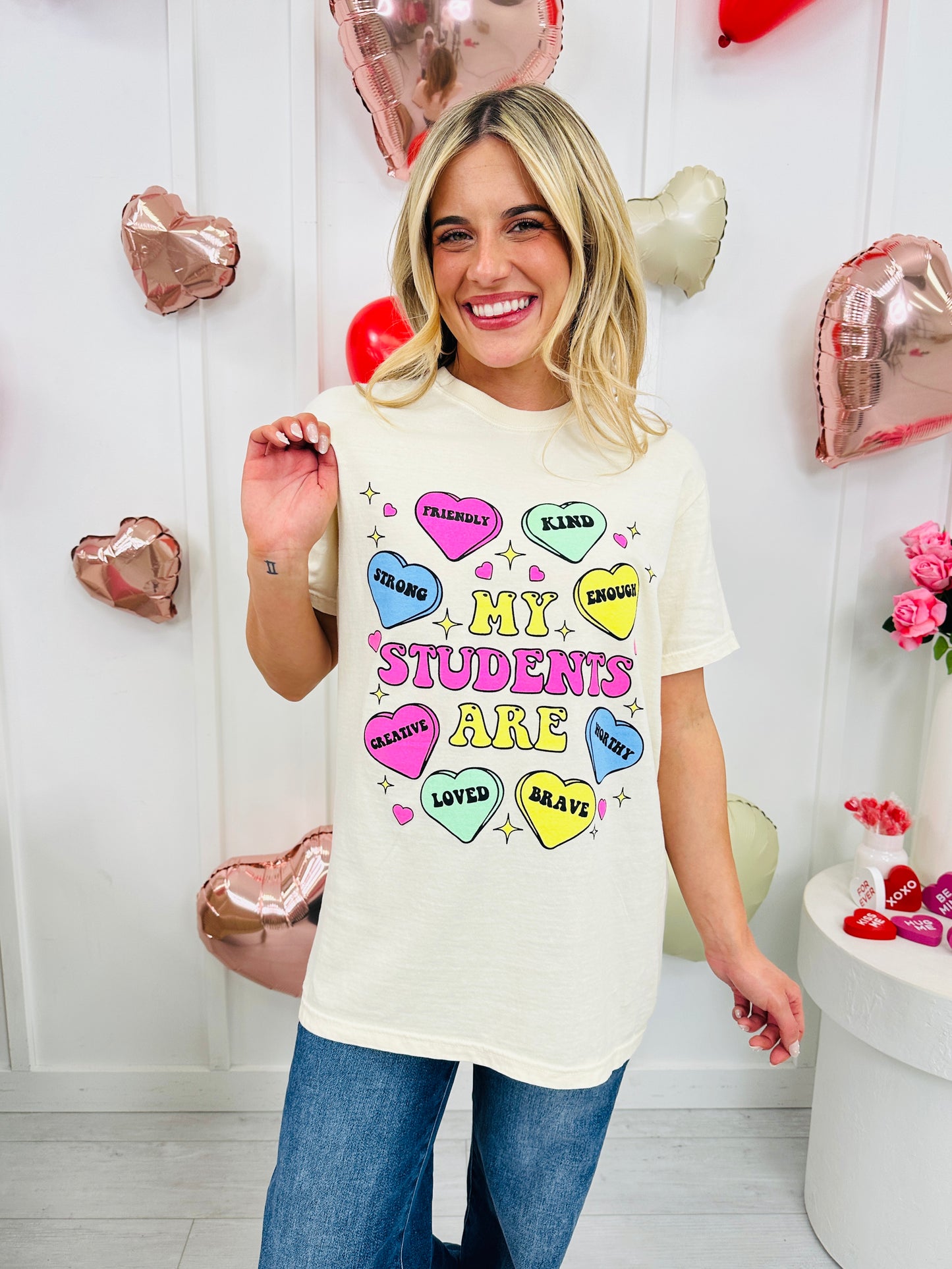 My Students Affirmation Hearts Graphic Tee