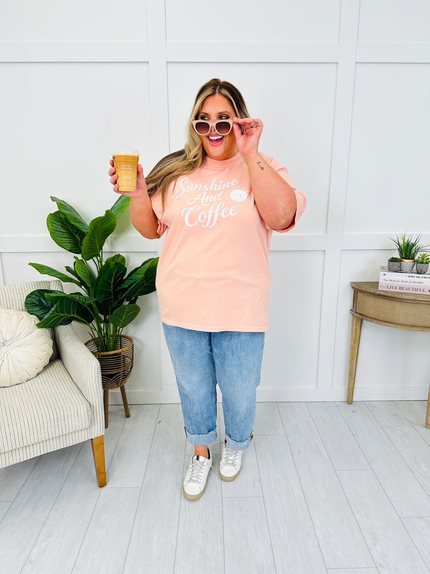 Sunshine And Coffee Graphic Tee In Two Colors