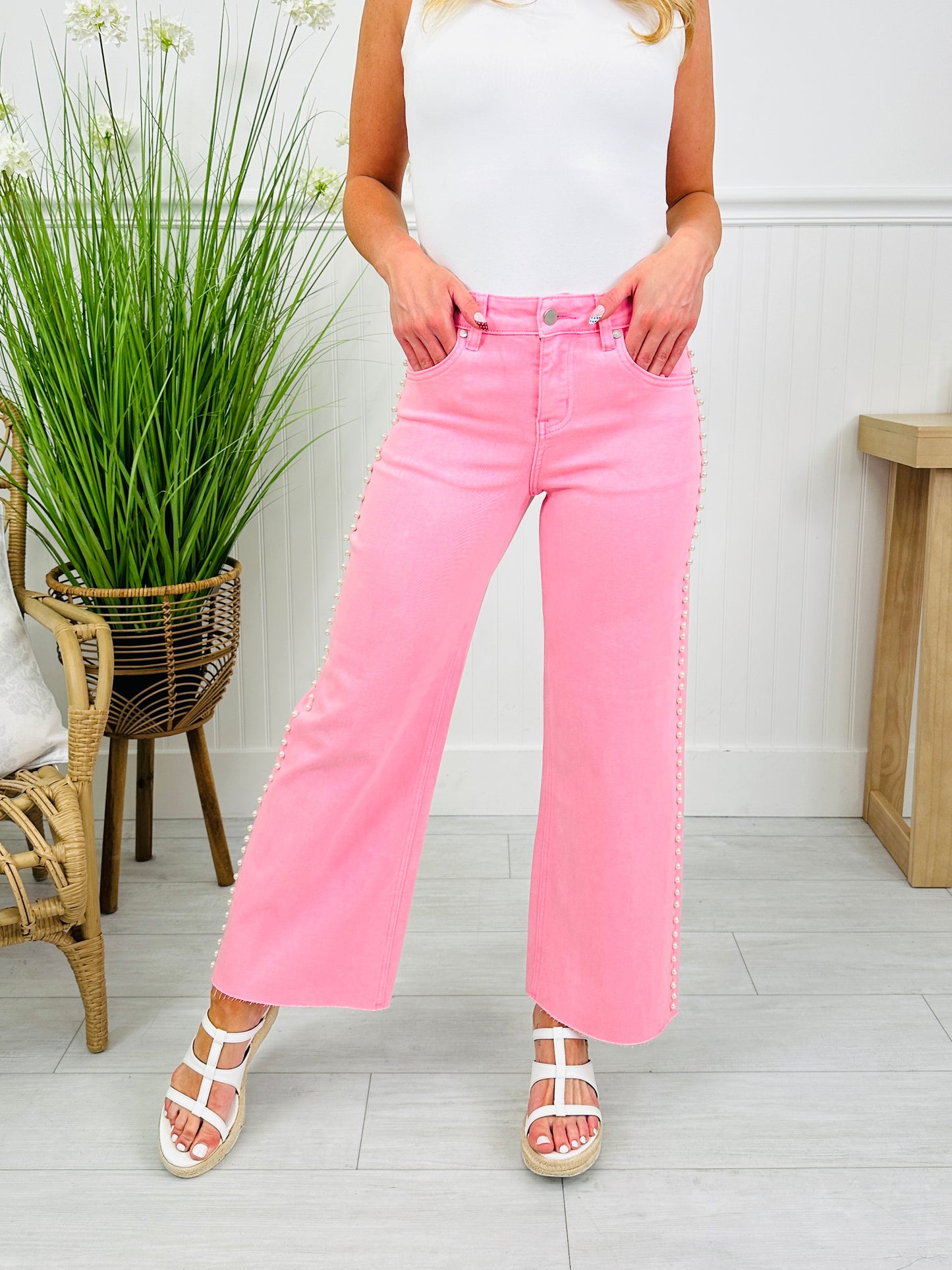 Make Me Blush Wide Leg Cropped Jeans