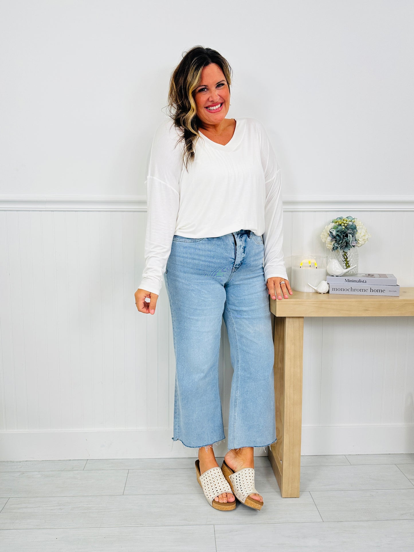 All Eyes on Me Tummy Control Wide Leg Cropped Jeans