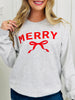 Merry With Ribbon Graphic Crewneck Sweatshirt