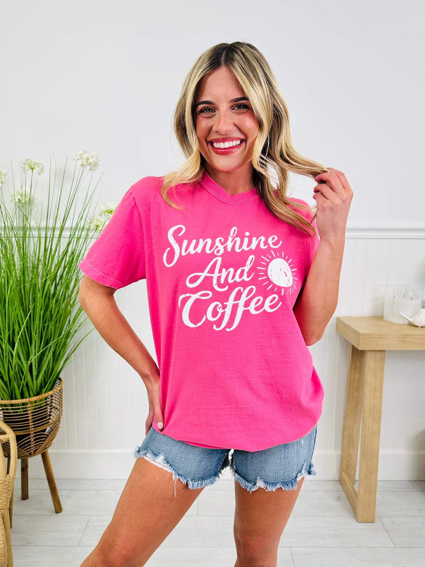 Sunshine And Coffee Graphic Tee In Two Colors