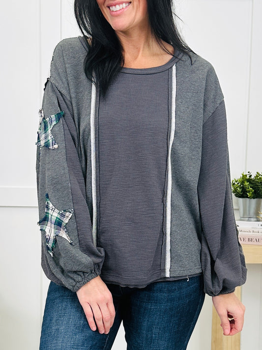 Whispering Hues Top In Heather Charcoal Multi