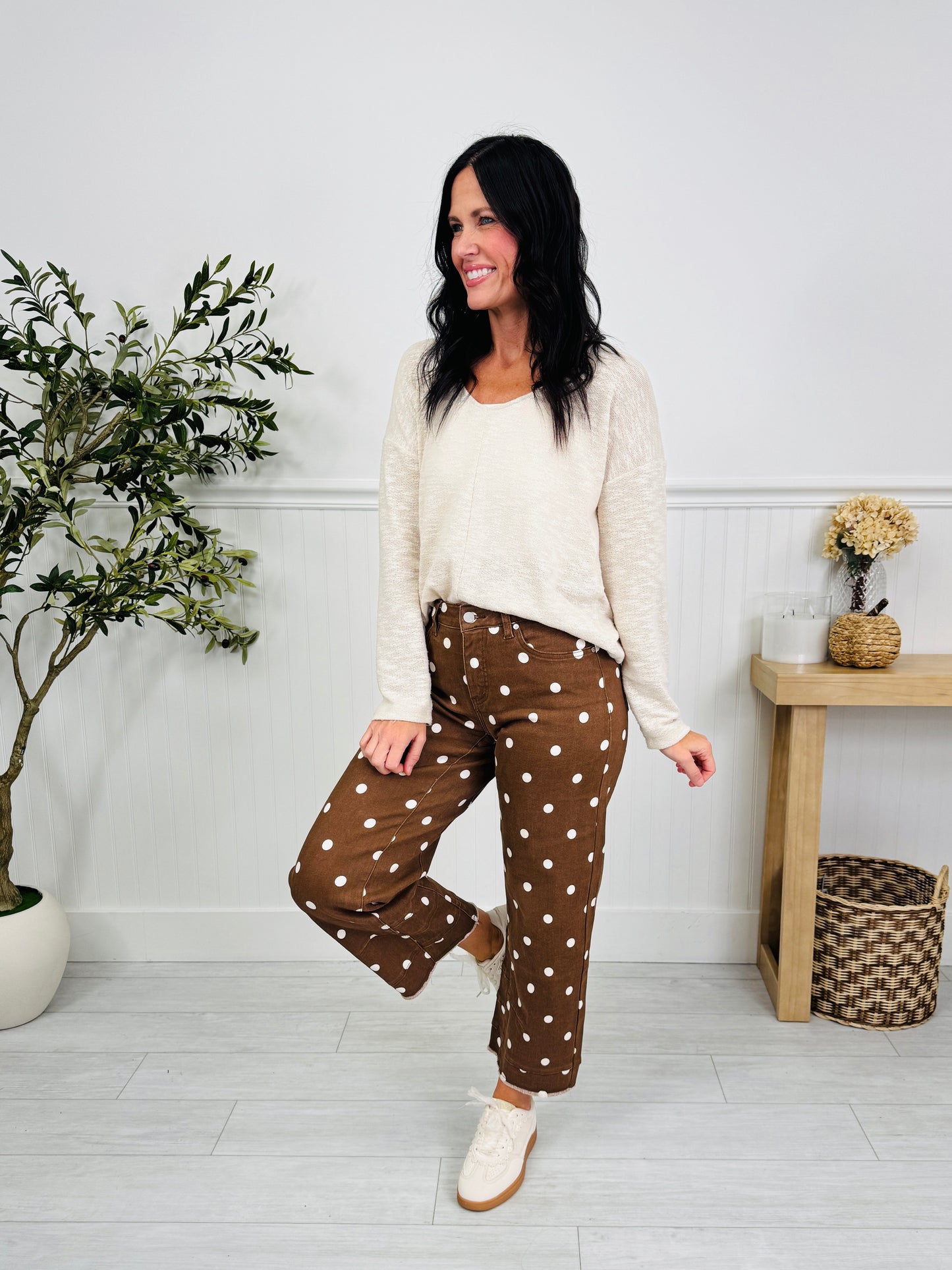 Polka Dot Dreams Tummy Control Barrel Jeans