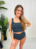 The Olivia Swim Top In Black/Charcoal Gingham