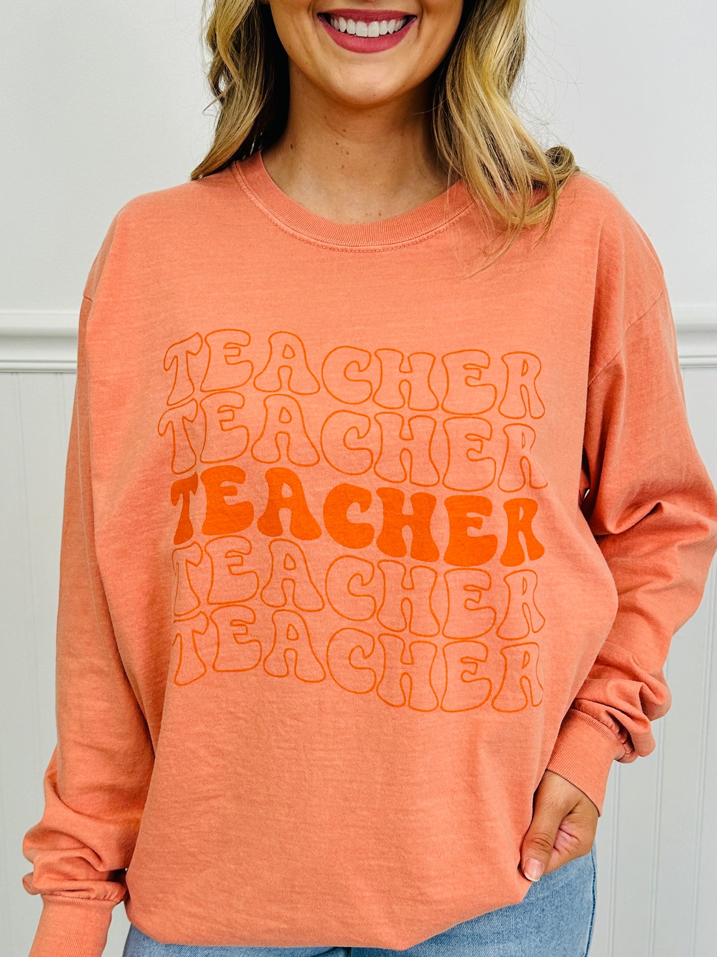 Teacher Graphic Long Sleeve Tee in Multiple Colors