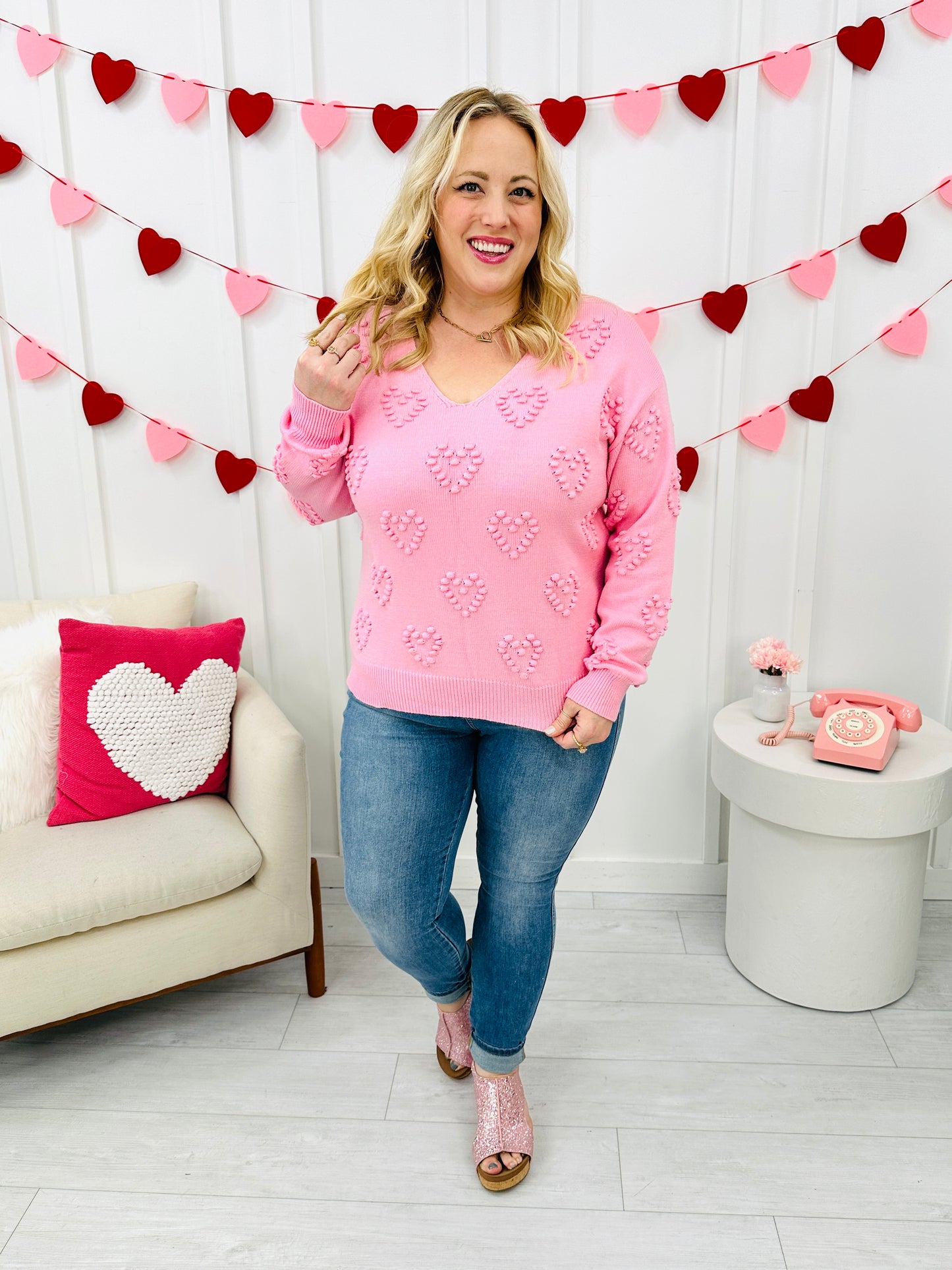 Sweetheart Stitches Sweater- Multiple Colors!