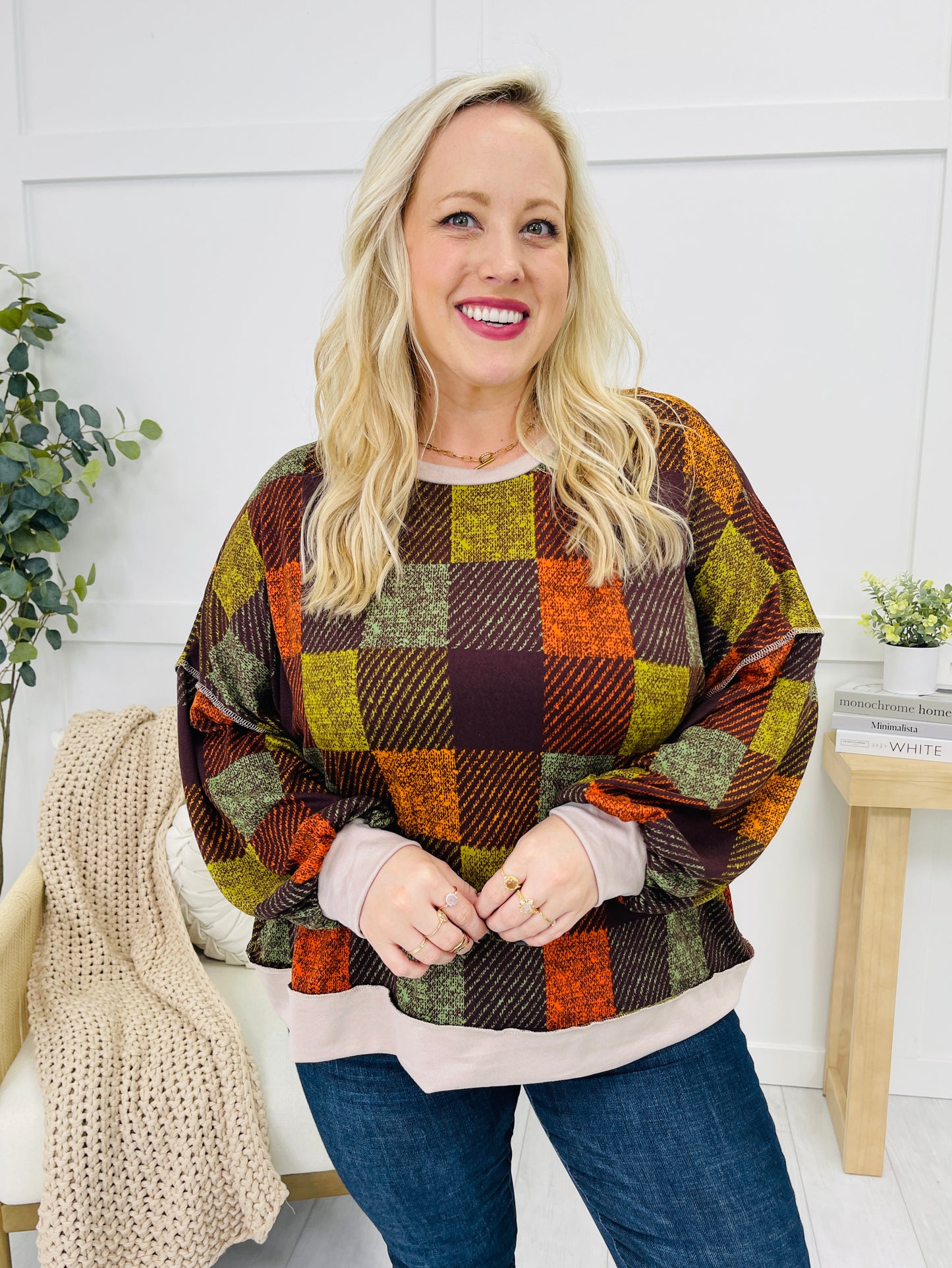 REG/CURVY Autumn Plaidscape Top