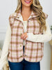 Plaid Wishes Vest in Taupe/Caramel
