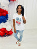 Red, White And Blue Flowers Graphic Tee