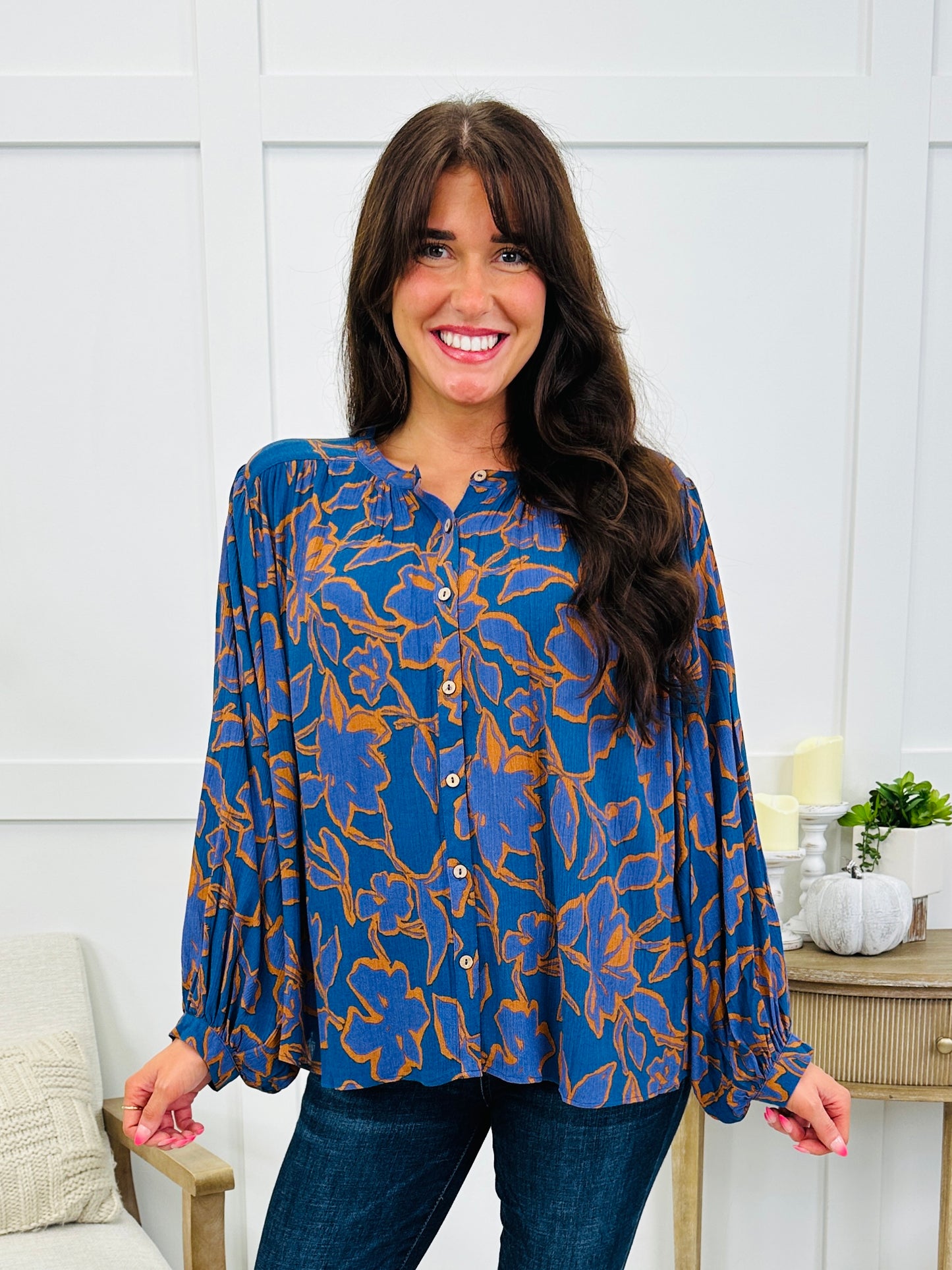 Spiced Blooms Top In Indigo