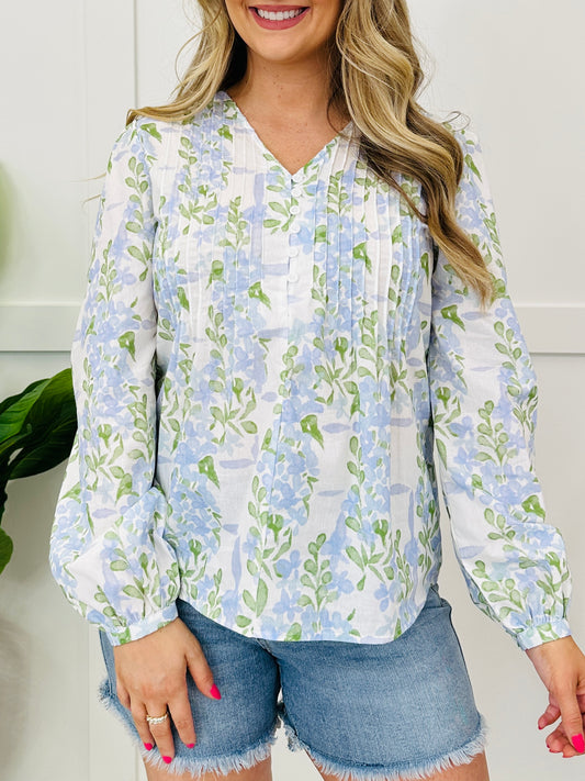 Easy Romance Top In Light Blue