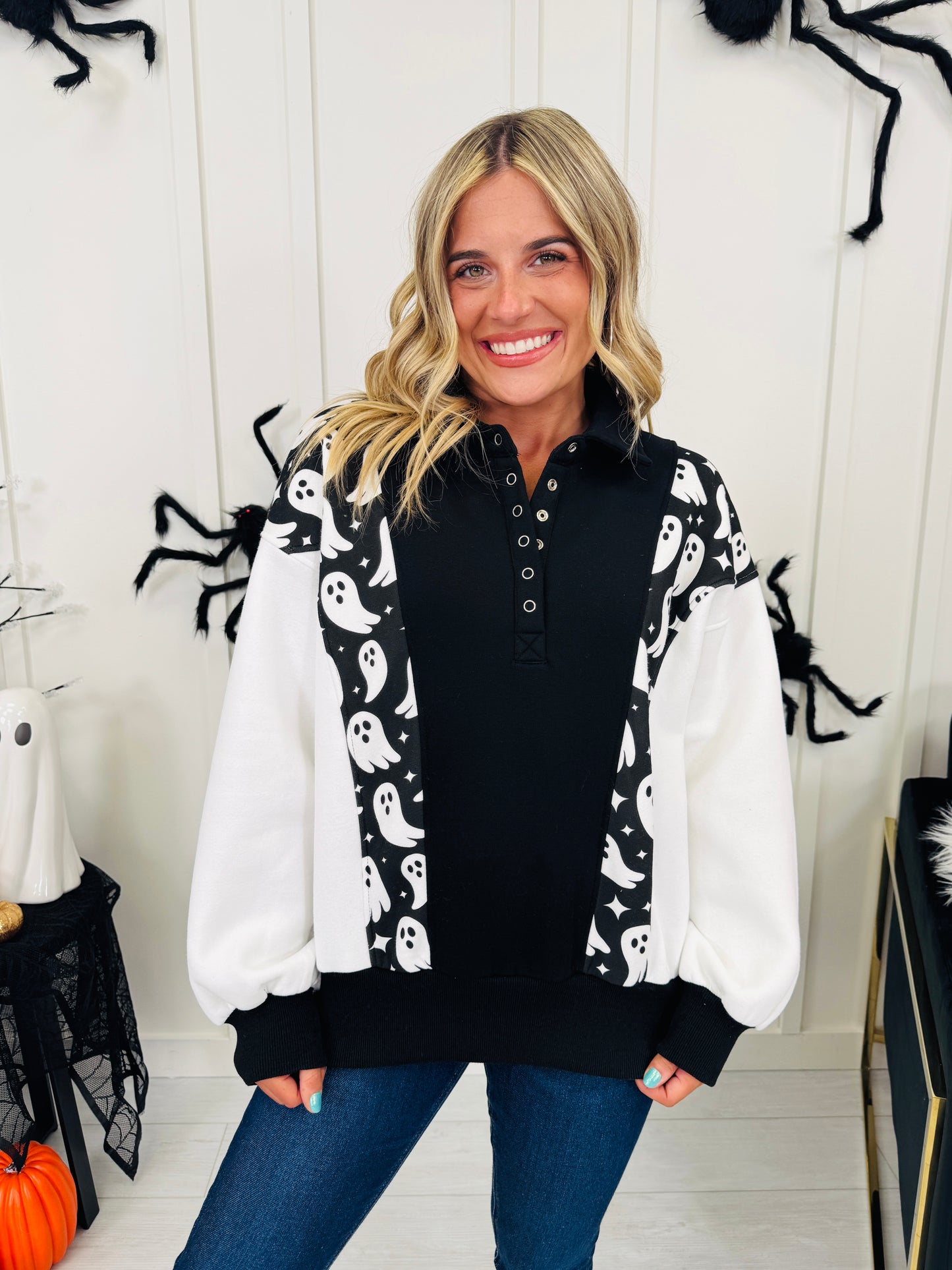 Halloween Happenings Pullover In Ghost Print
