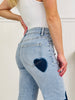 Heart Eyes Tummy Control Cropped Wide Leg Jeans