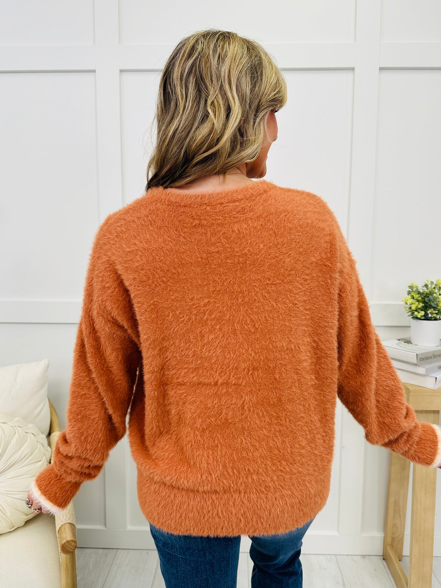 Fall Into Happiness Sweater In Burnt Orange