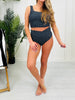 High Waisted V-Cut Swim Bottoms In Black/Charcoal Gingham