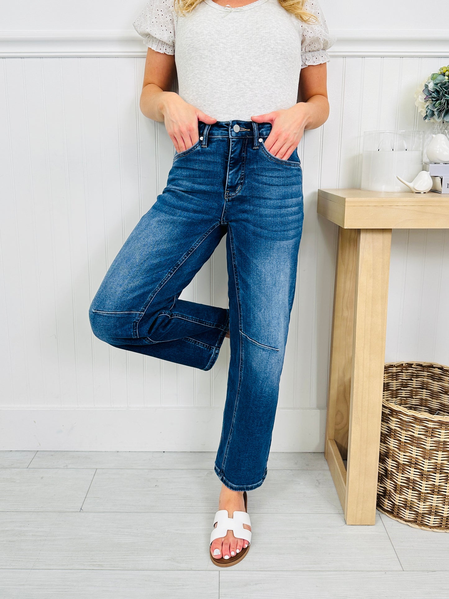 Carefully Curved Slim Barrel Jeans with Tummy Control