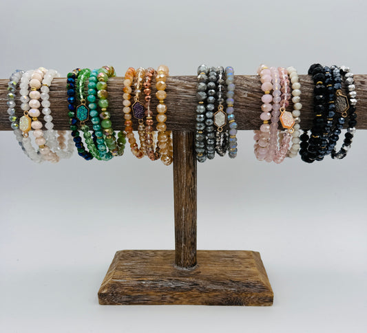 Stretchy Beaded Bracelet Set- Multiple Colors!