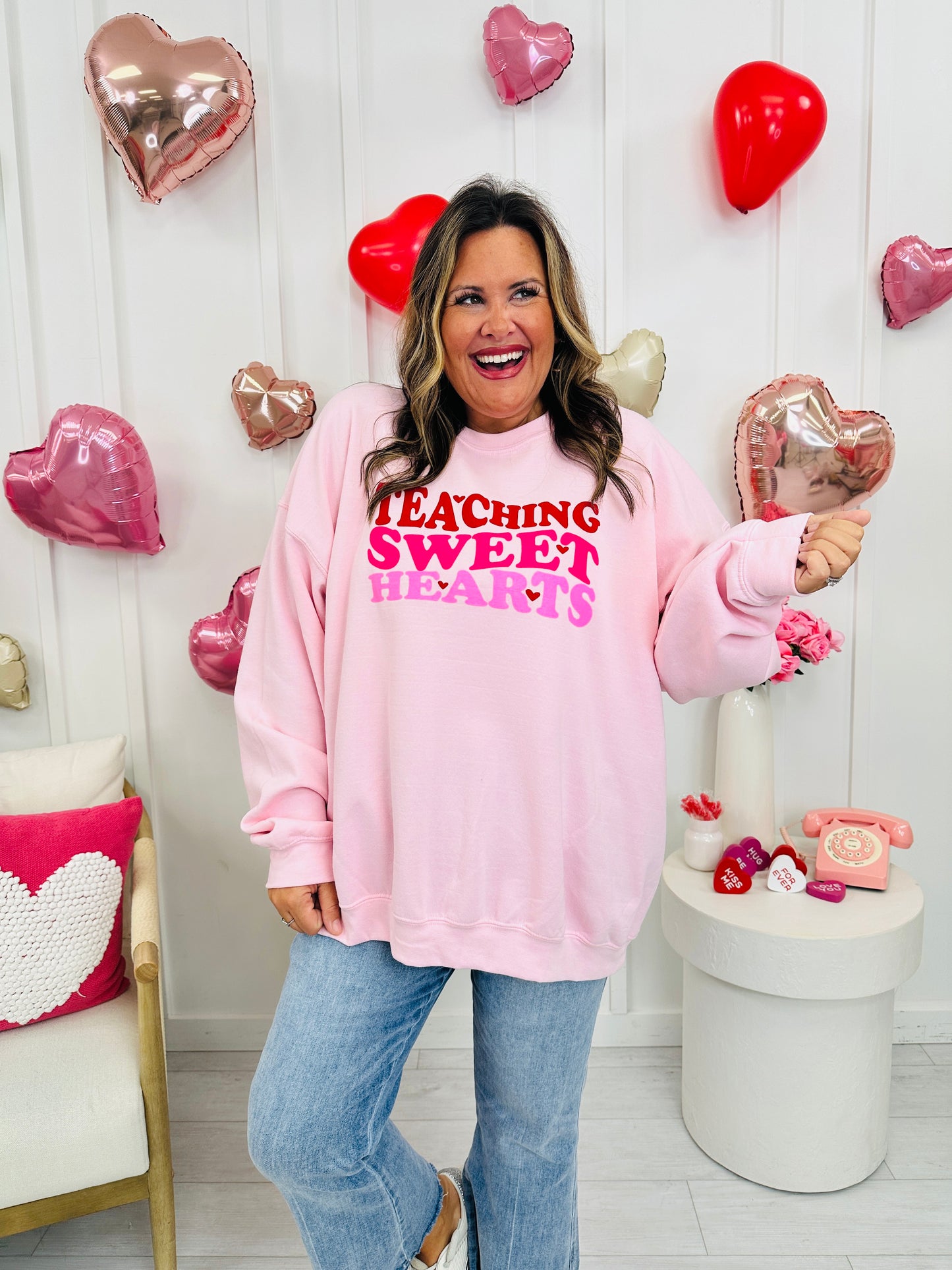 Teaching Sweethearts Graphic Crewneck Sweatshirt