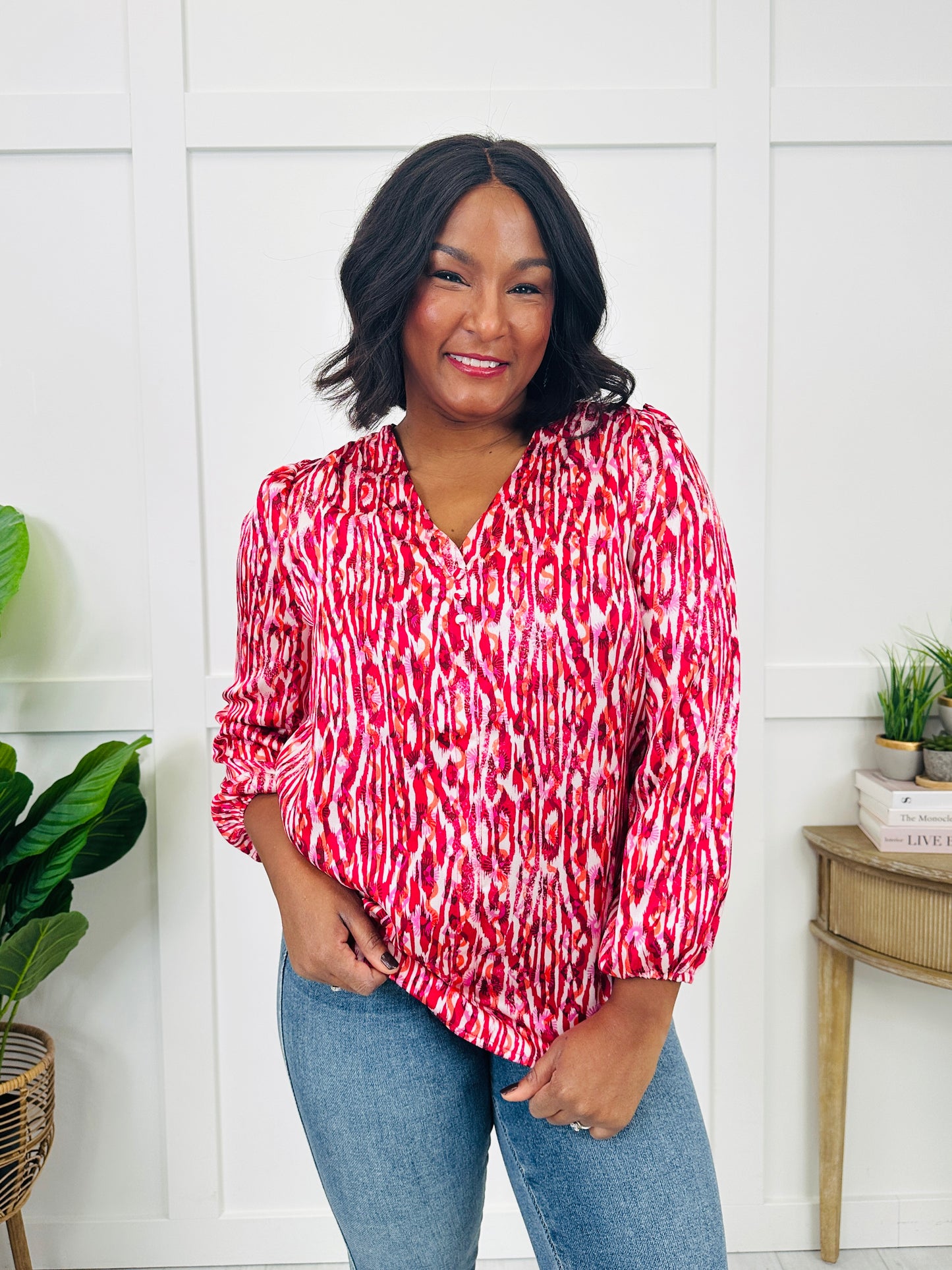 Painted The Petals Top In Magenta