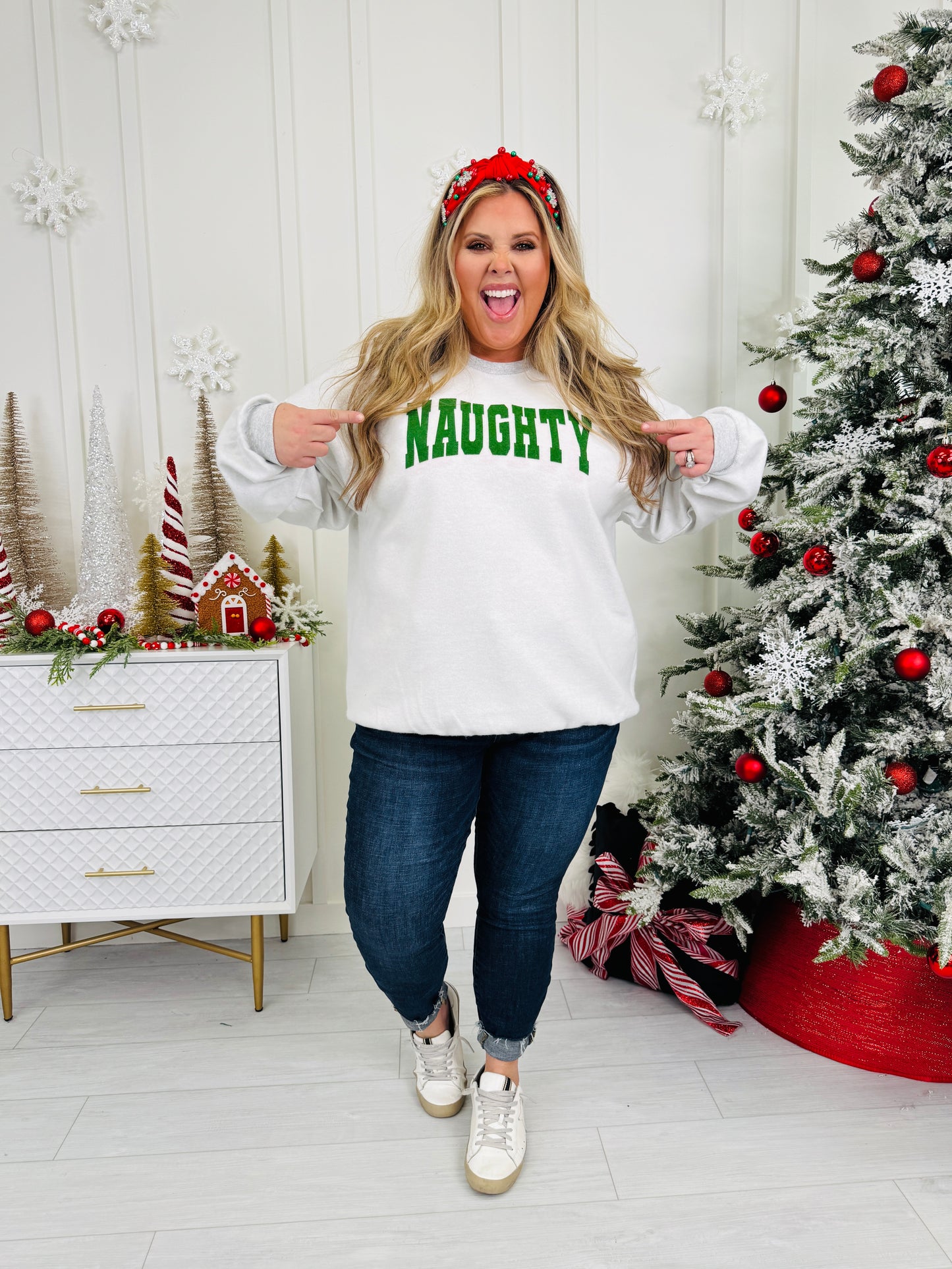 Nice and Naughty Reversible Graphic Crewneck Sweatshirt