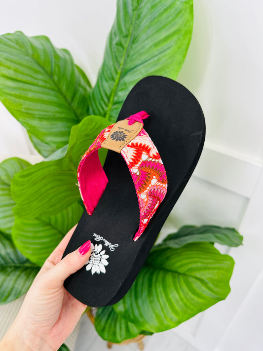 Coastal Wave Flip Flops In Fuchsia Multi