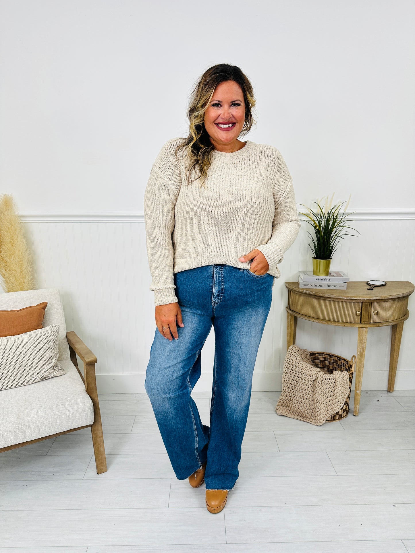 Go Into Detail Tummy Control Wide Leg Jeans