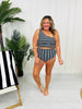 High Rise Reversible Swim Bottoms In Black/White Stripe