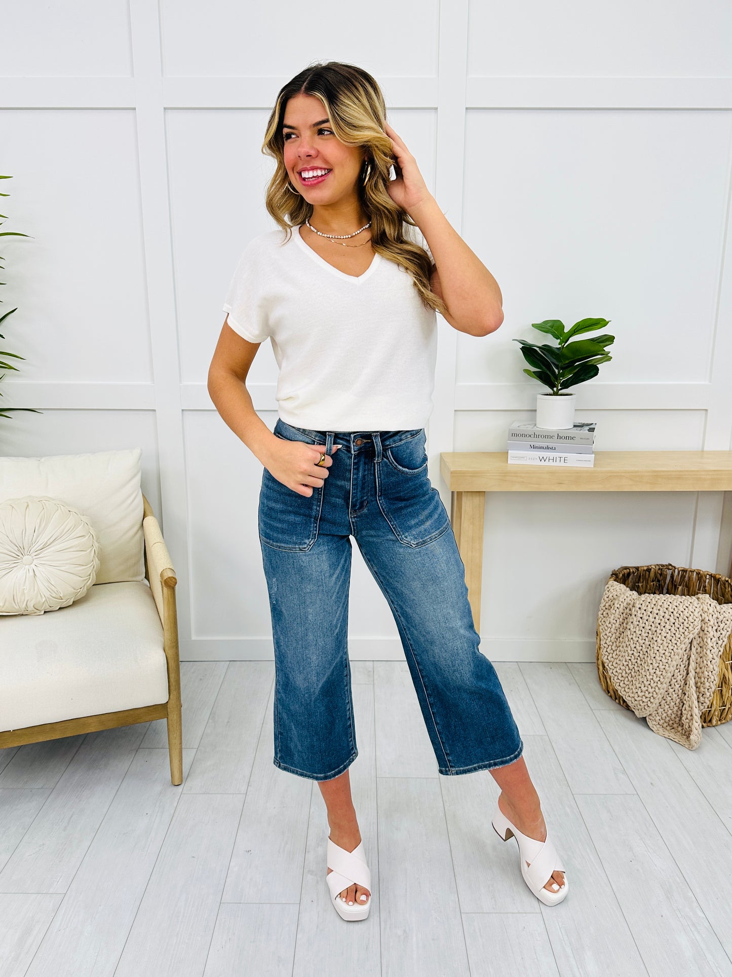 Judy Blue Spring In Mind Cropped Wide Leg Jeans