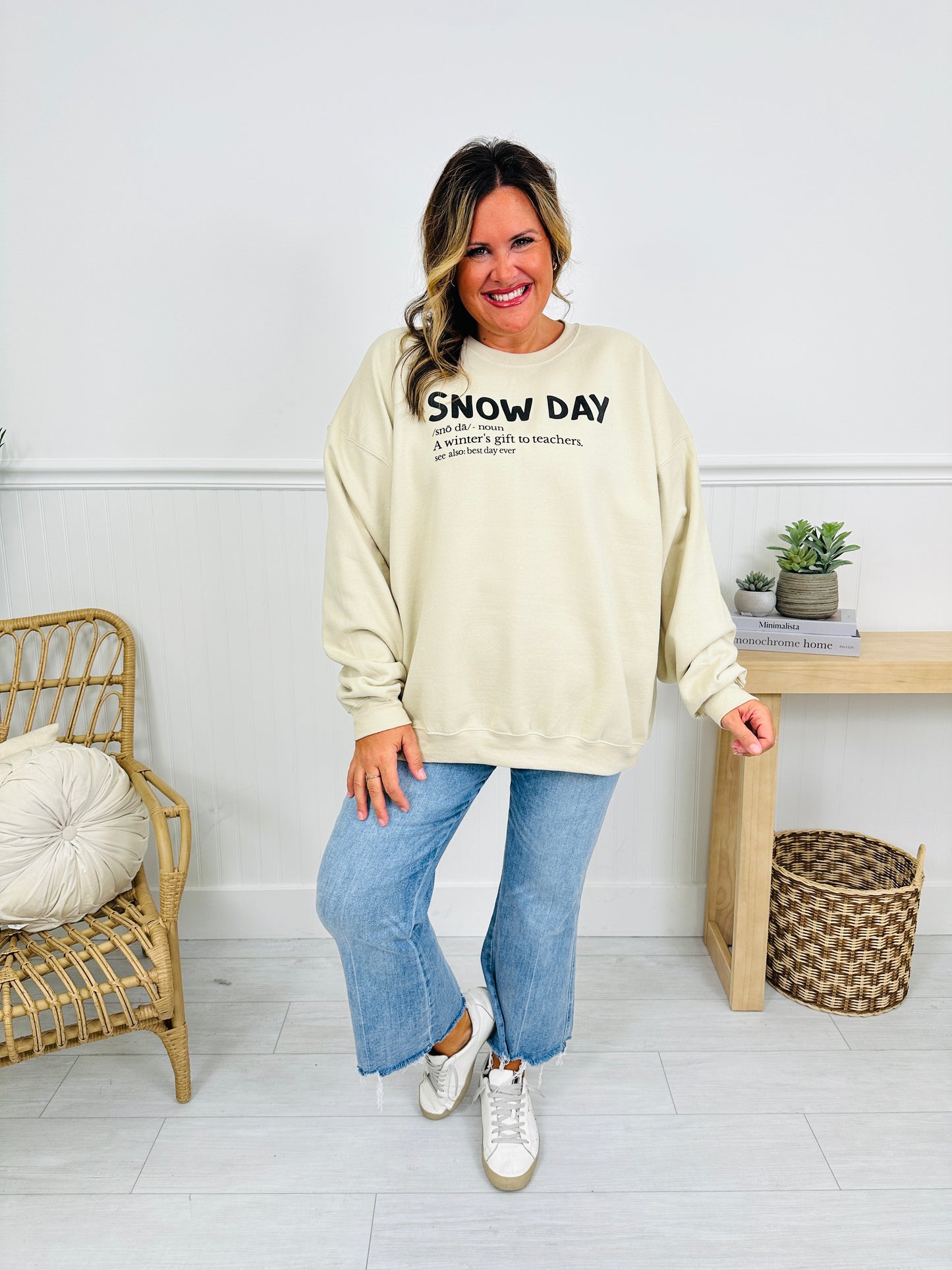 Teacher Snow Day Graphic Crewneck Sweatshirt