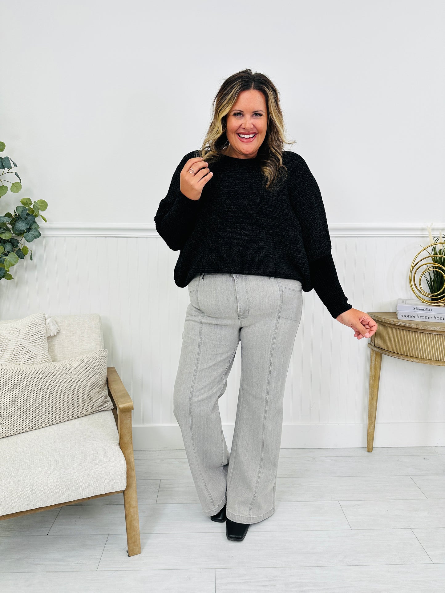 Judy Blue Gorgeous In Grey Retro Wide Leg Jeans