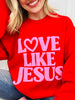 Love Like Jesus Puff Graphic Crewneck Sweatshirt
