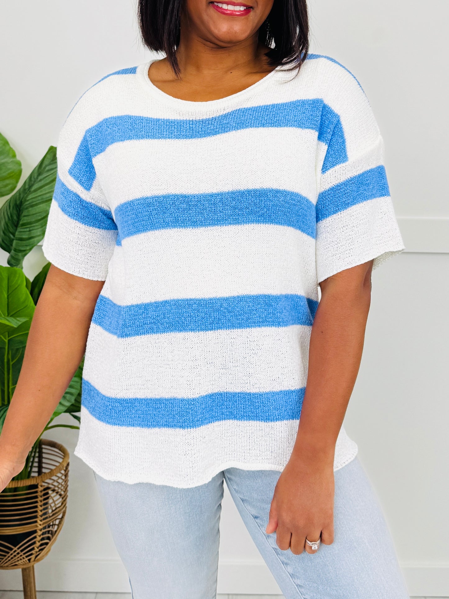 Breezy Stripes Top in Denim