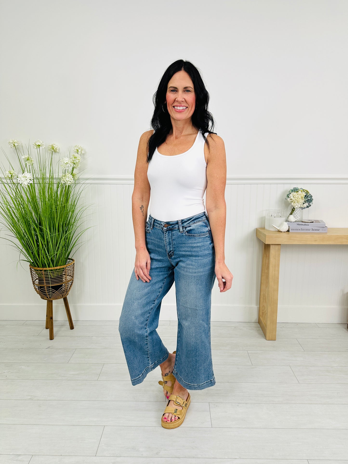 Judy Blue Make It Easy Ankle Wide Leg Jeans