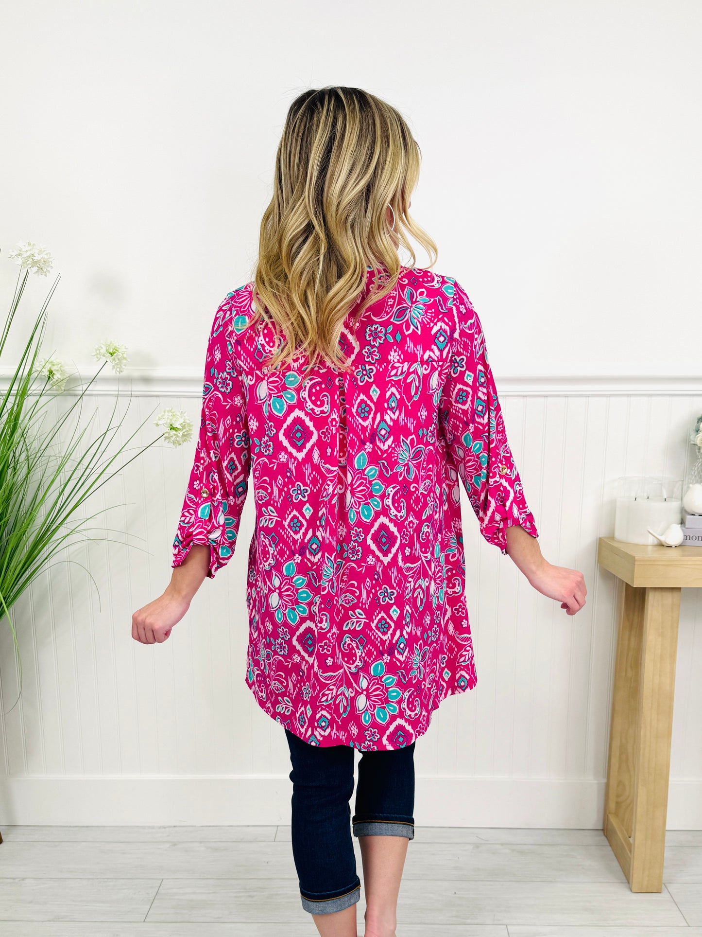 Layered in Spring Cardigan in Pink Print