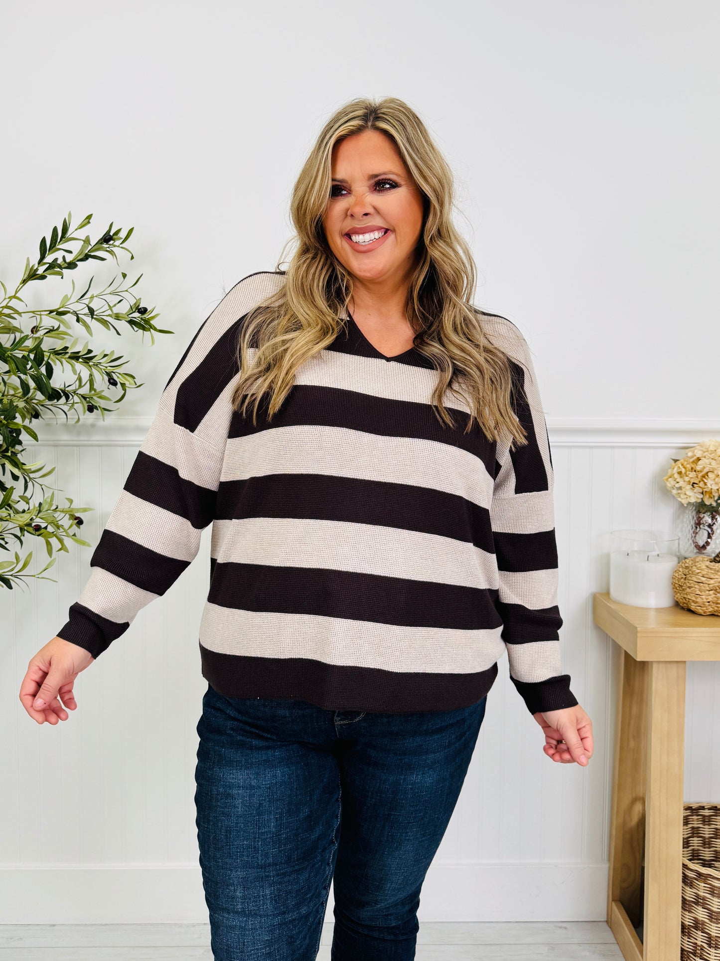 Stripe Of The Moment Sweater In Chocolate