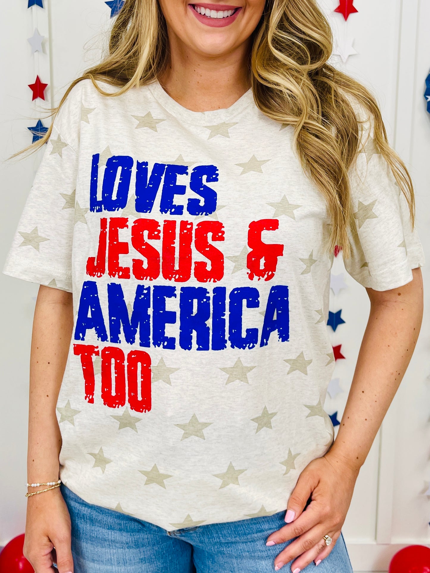 Loves Jesus And America Too Graphic Tee