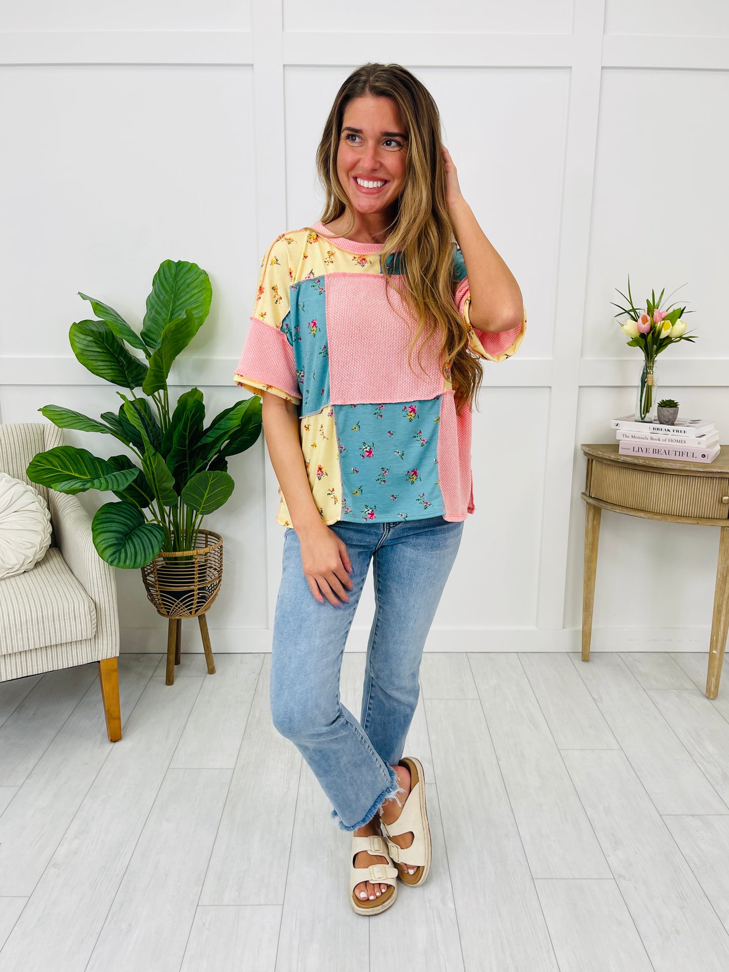 The Garden Patch Top In Coral