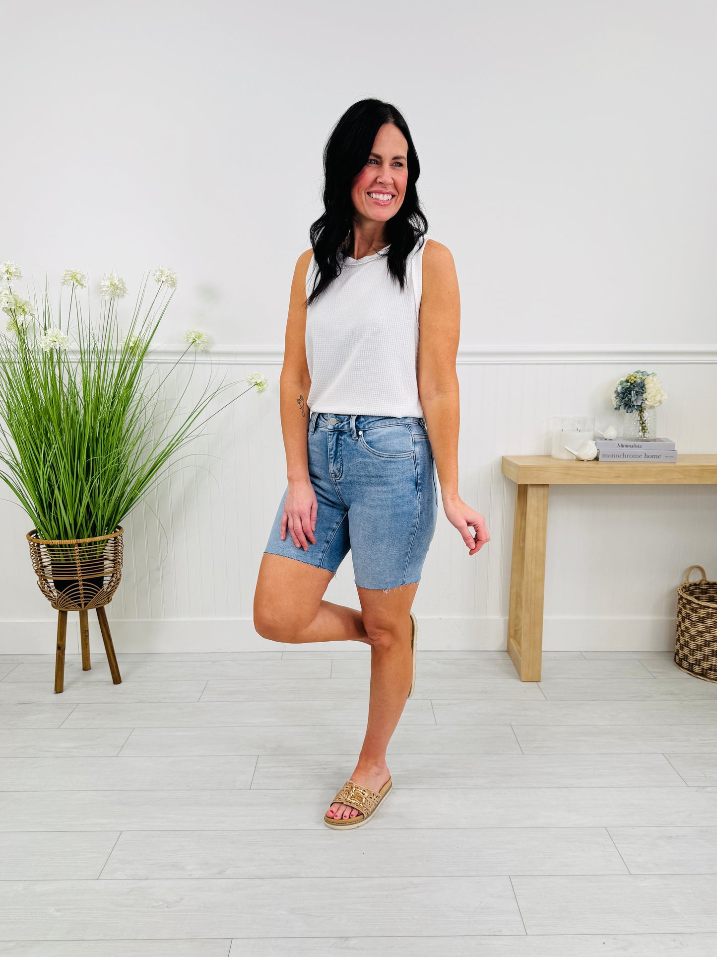 Meet Me In The Middle Tummy Control Mid Thigh Shorts