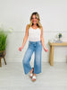 Subtly Studded Tummy Control Wide Leg Cropped Jeans