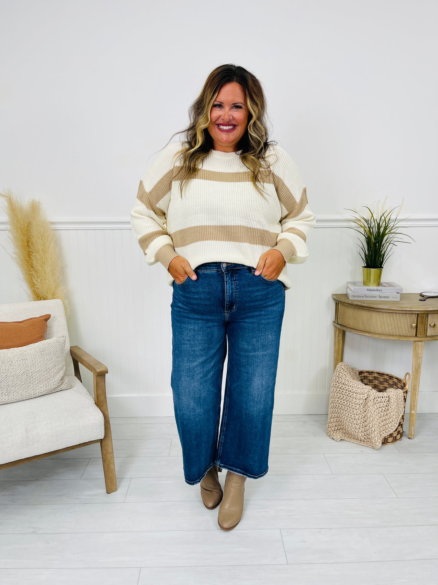 Fall After All Tummy Control Wide Leg Cropped Jeans