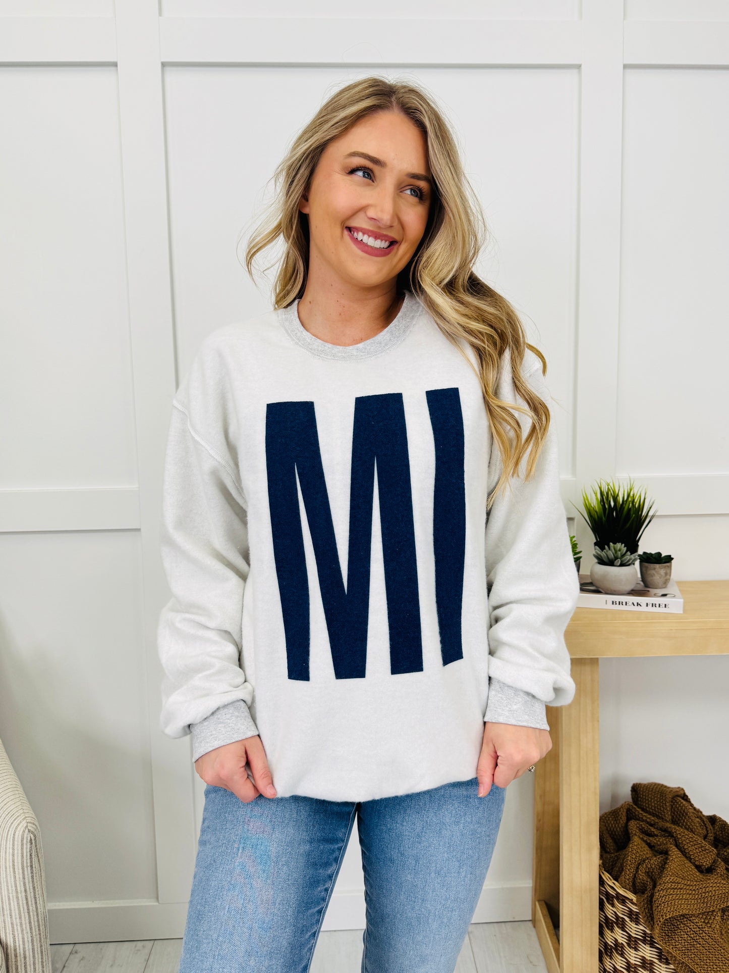 Michigan Reversible MI Graphic Crewneck Sweatshirt
