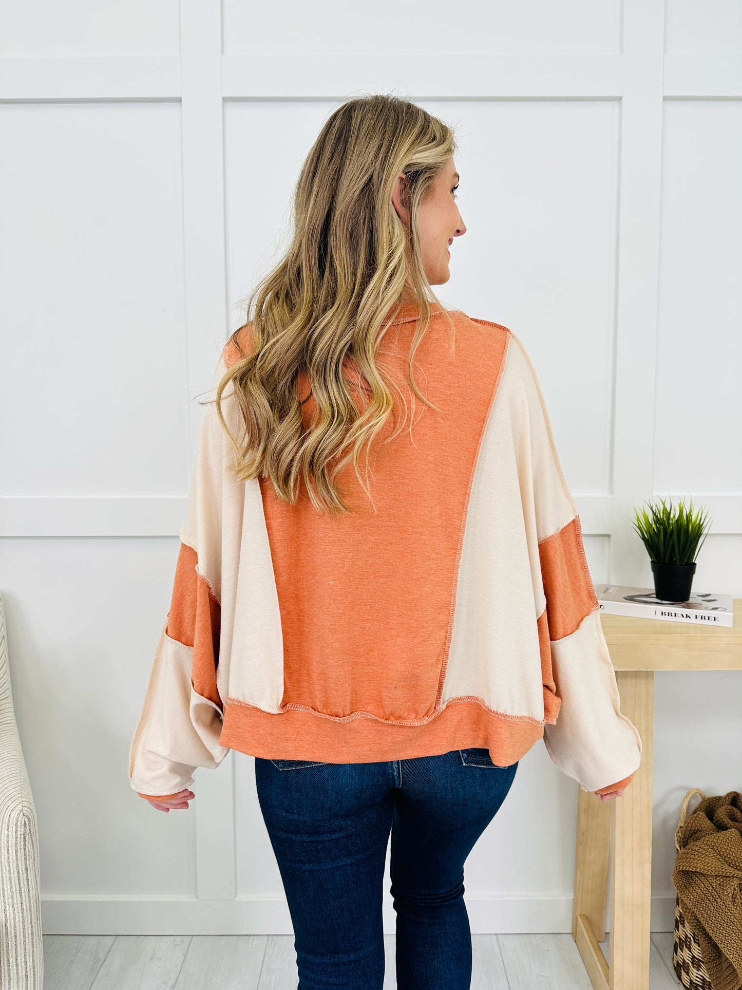 Split Harmony Pullover in Rust