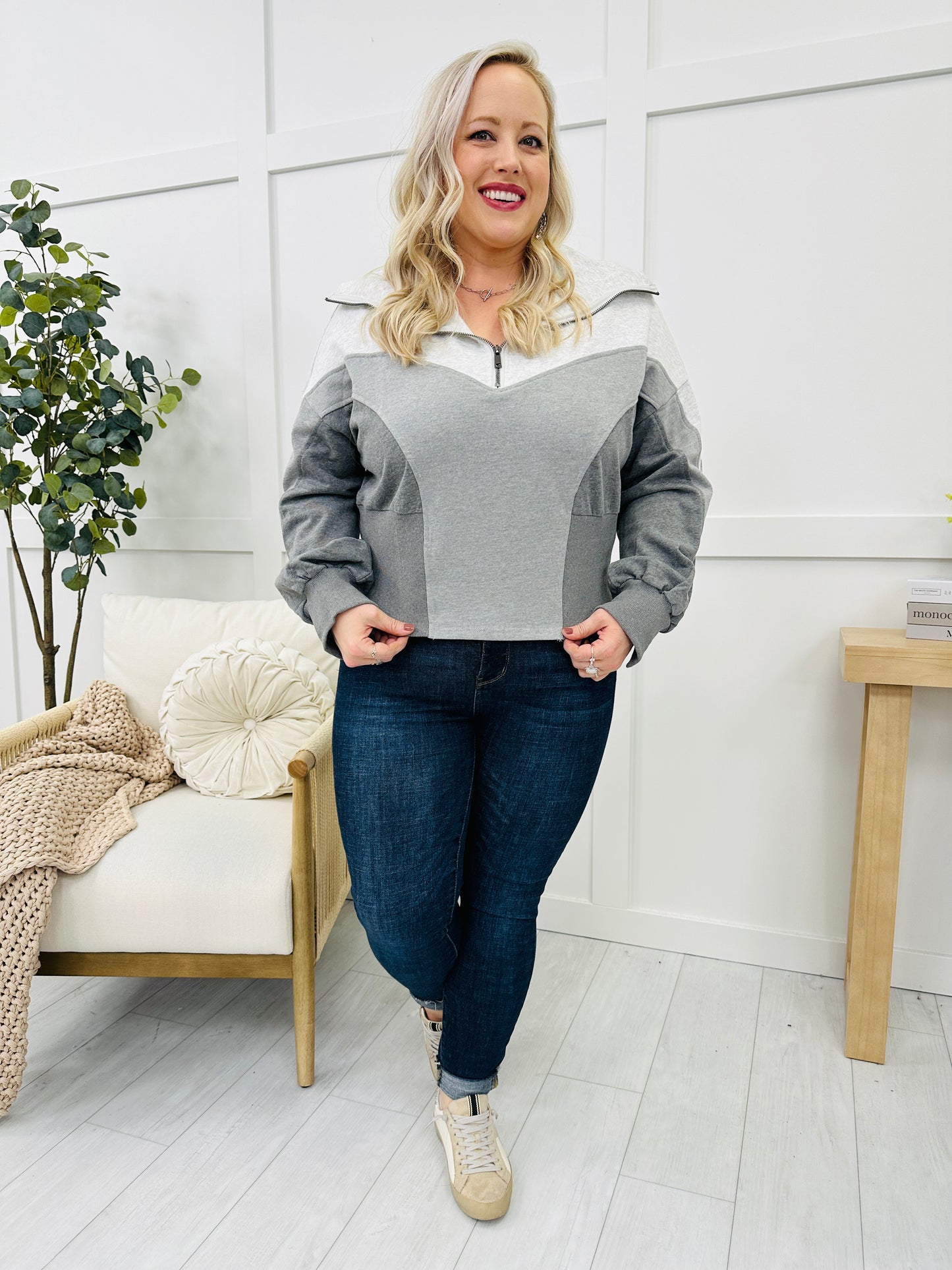 REG/CURVY Zip Into Comfort Pullover