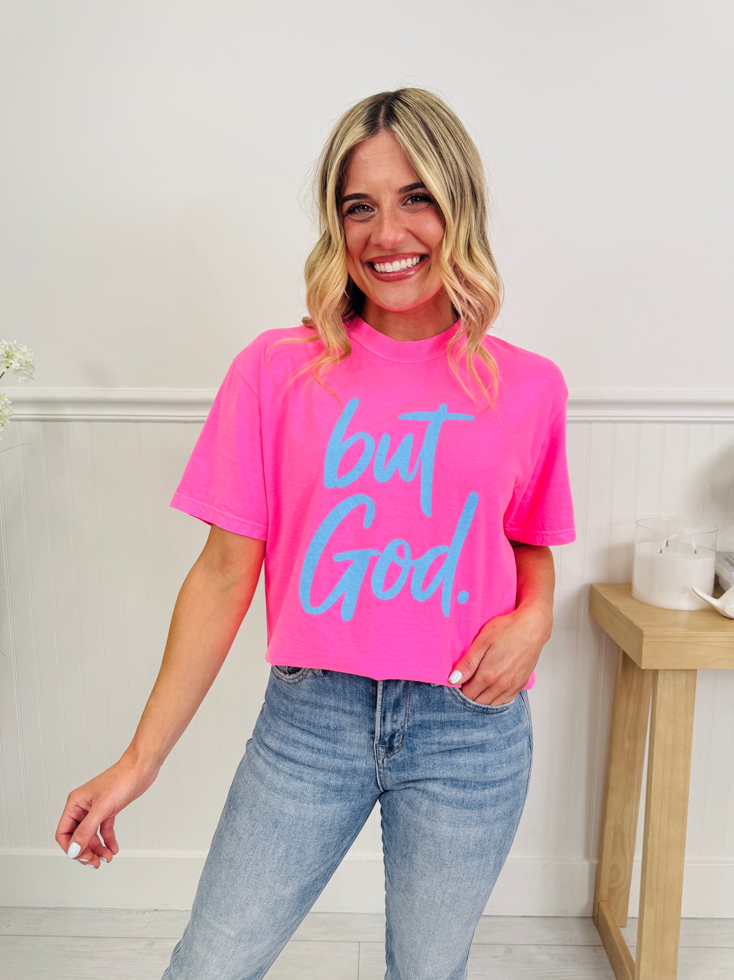 But God Neon Graphic Tee in Multiple Colors